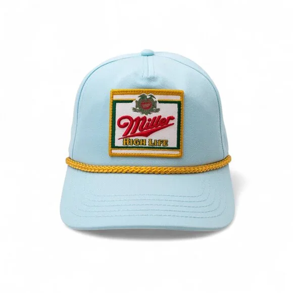 Miller High Life Rosco Powder Blue Patch Gold Rope Snapback - Picture 2 of 5